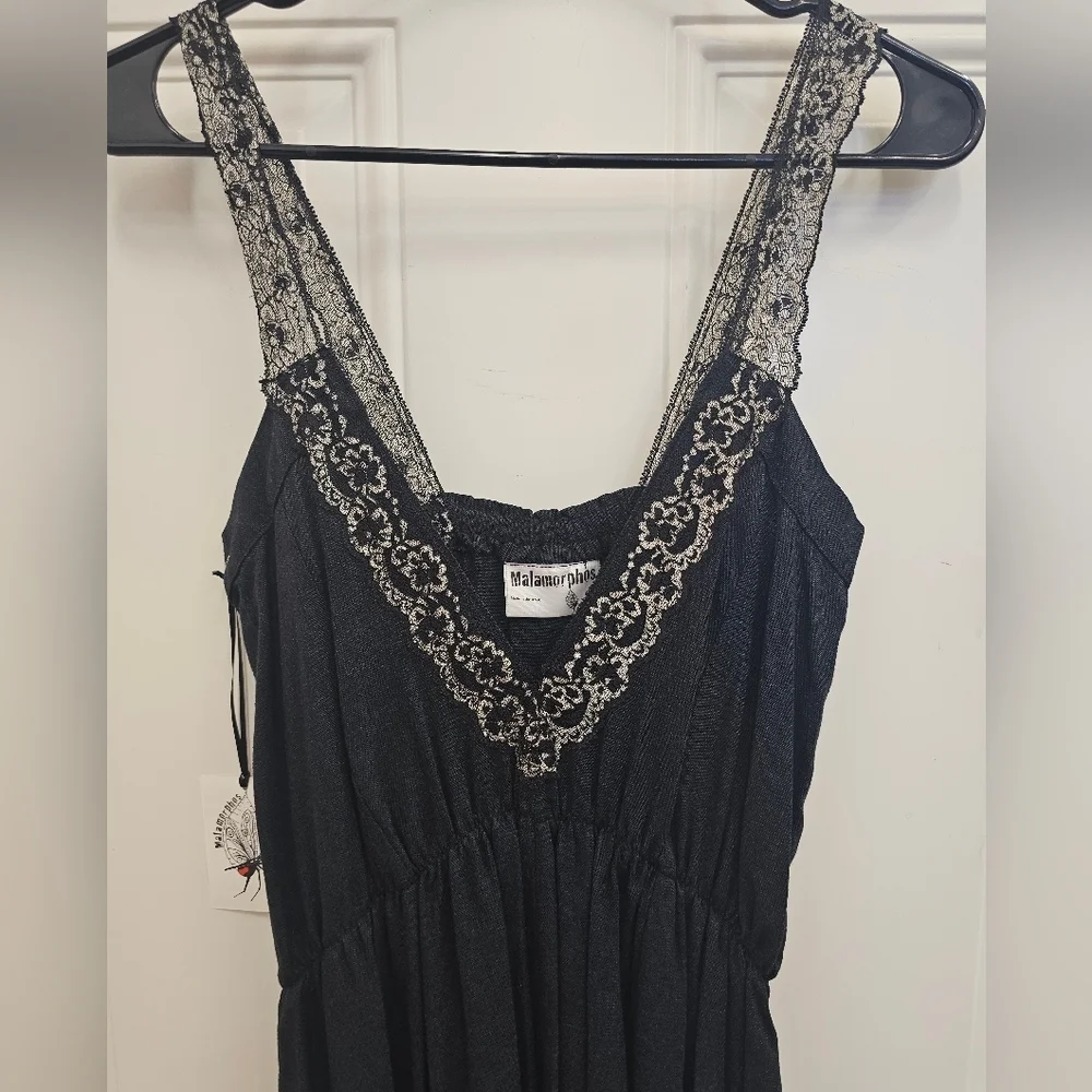 USA, handmade, black, dress recycled, lace, relax, casual, travel, office